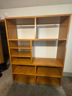 Large Oak Entertainment Center/Shelves