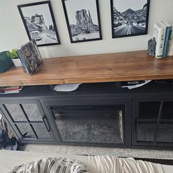 Like-New 74" Fireplace TV Stand — $475