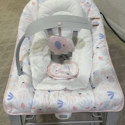 Ingenuity Keep Cozy 3-in-1 Grow with Me Vibrating Baby Bouncer Seat & Infant to Toddler Rocker, Vibrations & -Toy Bar, 0-30 Months Up to 40 lbs (Pink 