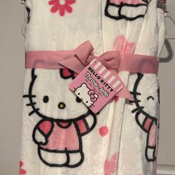 Brand New Hello Kitty 🎀 Pink Daisy Blanket 