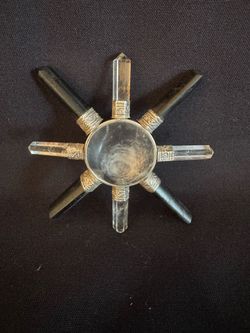 Crystal Point and Black Stone Star Candle Holder