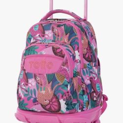 TOTTO Tropical Jaguar Wheeled Backpack 