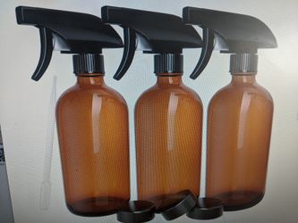 3 Pack Refillable Empty Amber Glass Spray bottles 16oz