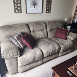 Olive Green Reclining Couch And Rocking Recliner Chair