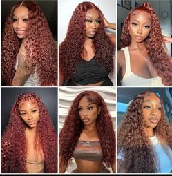 Human Hair Wig Light Brown Redish 