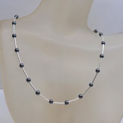 LIQUID SILVER BEADS AND HEMATITE 