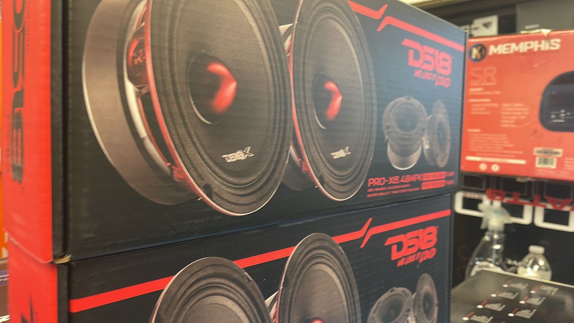 DS18 PRO-X6.4BM Loudspeaker - Pair of 6.5", Midrange, Red Aluminum Bullet, 500W Max, 250W RMS, 4 Ohms - Premium Quality Audio Door Speakers for Car or