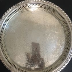 International Silver Company Floral Round Perforated 12” Platter . 