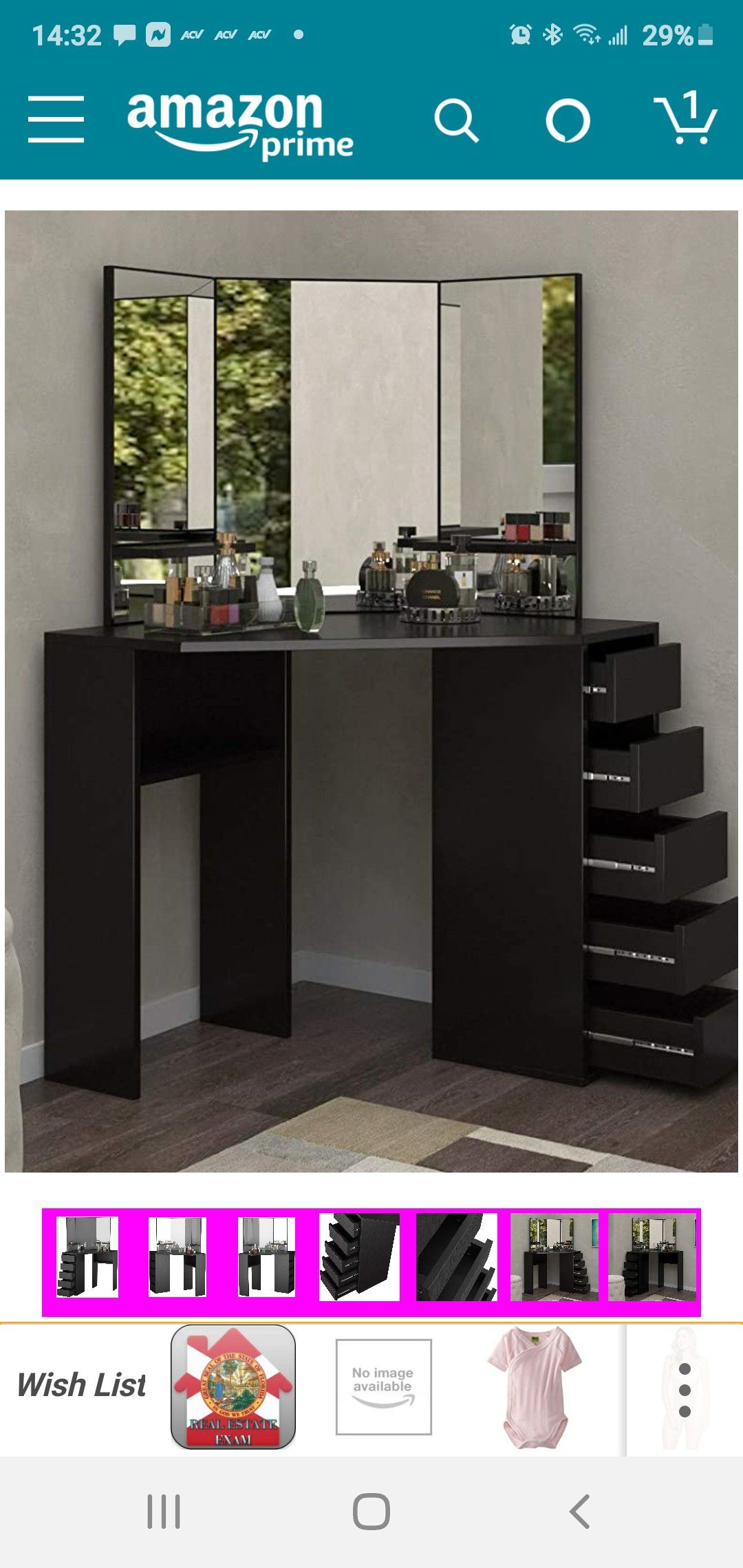 Makeup make up vanity table with mirror Luxury Contemporary design furniture made in Europe Reversible not China like others listing here