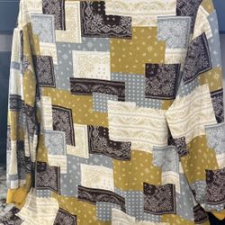 Long Sleeve Patchwork Bandana Print T-Shirt