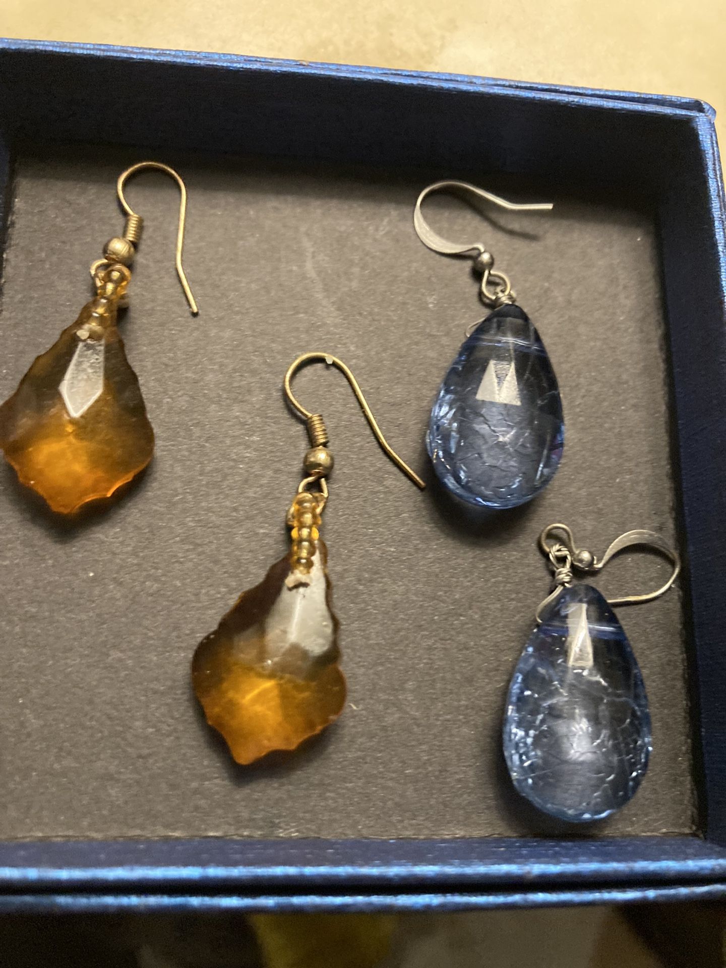 2 Pairs Of Handmade Crystal Earrings 