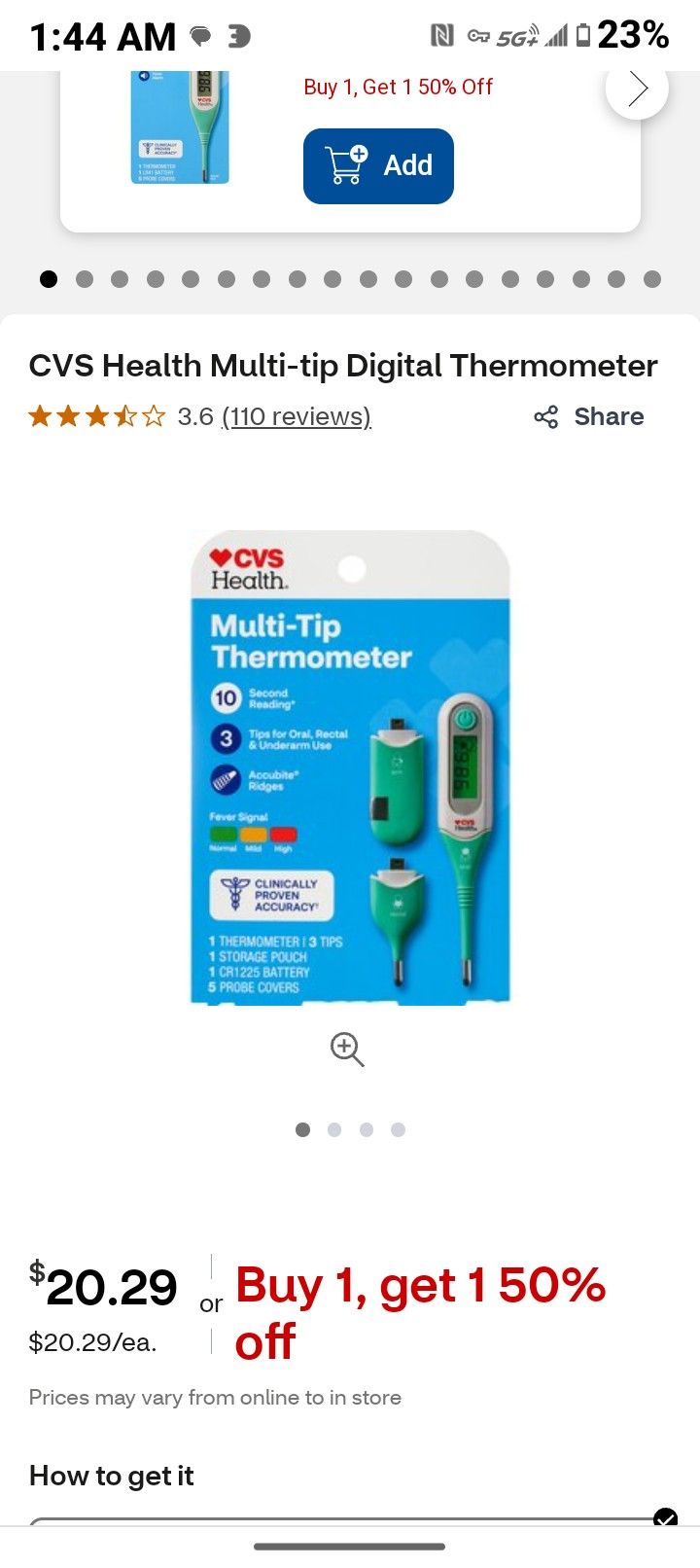 CVS 3 In 1 Infant /Baby Thermometer