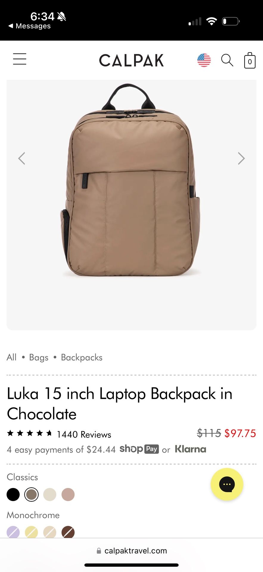 Luka 15 inch Laptop Backpack in Chocolate