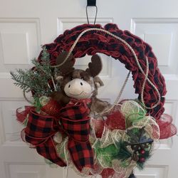 Handmade Christmas Country Moose Wreath 