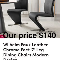 Wilhelm Faux Leather Chrome Feet 'Z' Leg Dining Chairs Modern Design