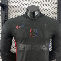 Long Sleeve Travis Scott X Barcelona Away Jersey 