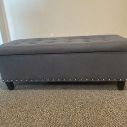 Grey Upholstered Storage Ottoman 