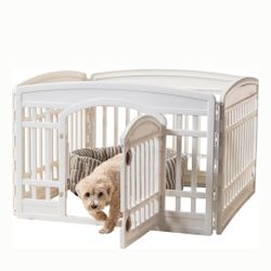 Iris 4  Panel Dog Pet Playpen Crate With Door 24in Tall