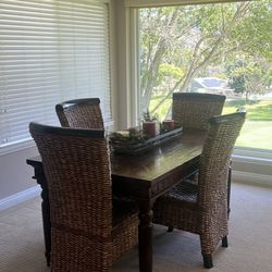 Italian Solid Wood Dining Room Table And (4) Chairs