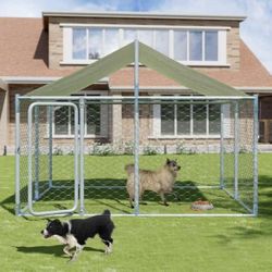 90"x90"x63" Large Outdoor Kennel Heavy Duty Dog Cage Pen with Waterproof Cover