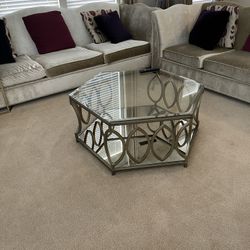 Brushed Gold Mirror Bottom Coffee Table
