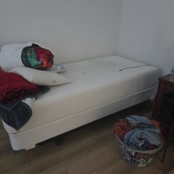 Twin Size Memory Foam Mattress with Box Spring & Twin Size Bedframe.