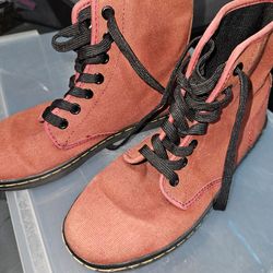 Dr. Martens Kids Rust Canvas Ankle Boots with Black Accents (Sz 6)