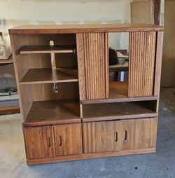 Vintage 1980s Solid Wood Display Cabinet