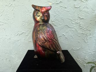 MCM Colorful Ceramic Owl Statue (H: 13”)