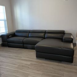 Reclining Leather Power Sofa Chaise