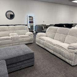 2 Pc Alloy Corduroy Sofa & Loveseat Recliner Set - EZ $10 Down Payment Options Available 