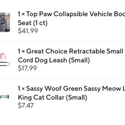 Pet Seat Cover, Collar, Small Pet Pink Leash