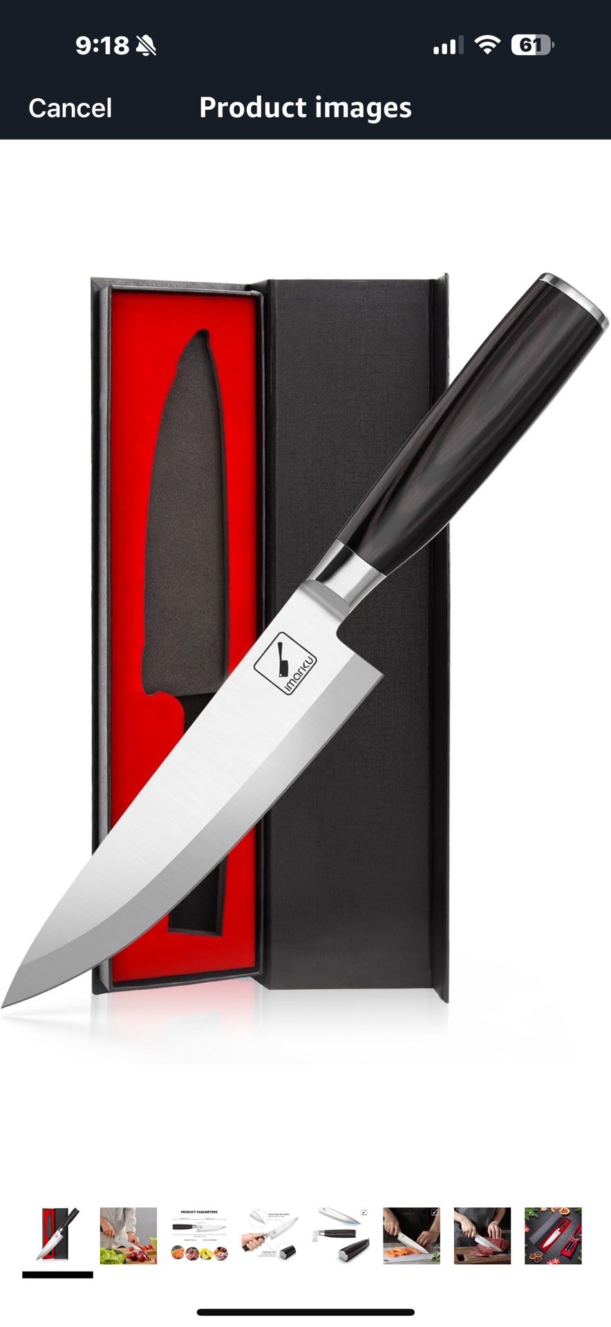 imarku Chef Knife 8-Inch Pro Japanese Kitchen Knife 7Cr17MoV High-Carbon Stainless Steel Paring Knife Ergonomic Handle Rasor Sharp Single-Bevel Edge P