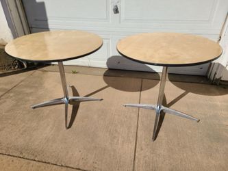 70's Style Star Based Birch Top Lamp Table Pair