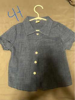 Boys 4T Blue Button-Up Short Sleeve Shirt
