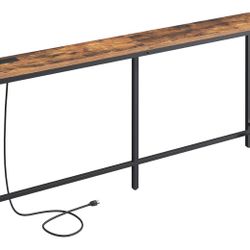 70.9'' Console Table with Power Outlet, Narrow Sofa Table