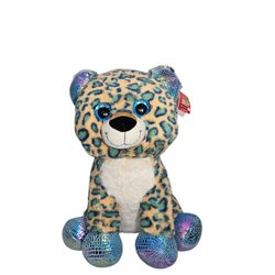 Kellytoy Leopard Soft Plush Sparkle Eyes Large Stuffed Animal 14" New Read Below