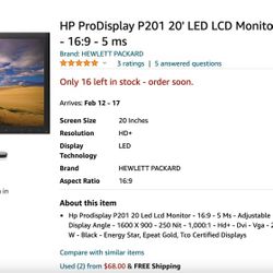 HP ProDisplay P201 20 Inch Monitor