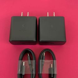 2 Brand New 45Watts Original Samsung Super Fast C-Type To C-Type Chargers