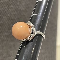 14K ANGEL SKIN CORAL RING