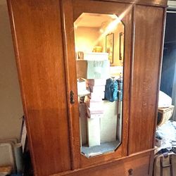 Large Cabinet Armoire with Mirror Antique  45.5” wide, 77” tall, 17” deep