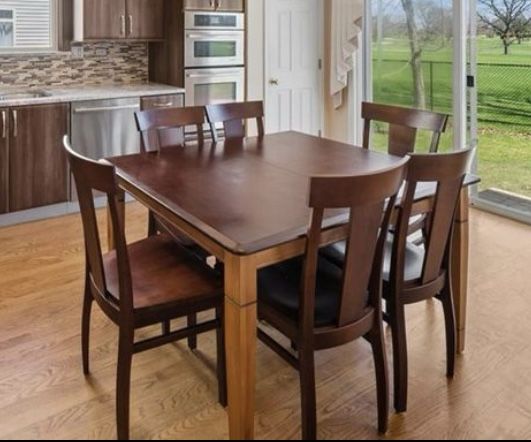 Wooden Dining Table And 6 Chairs Set