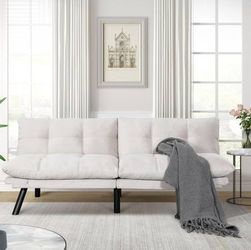 67” Velvet Futon Sofa Bed Convertible Small Upholstered Couch 2-Seat Loveseat Sleeper with Adjustable Backrest and Armrest for Small Space Apartment,G