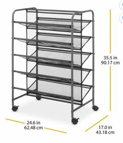 Whitmor 5-Tier Metal Rolling Shoe Rack, 2-Sided Closet Shoe Cart, Space-Saving Design, 30-Pair Capacity, Gunmetal Gray