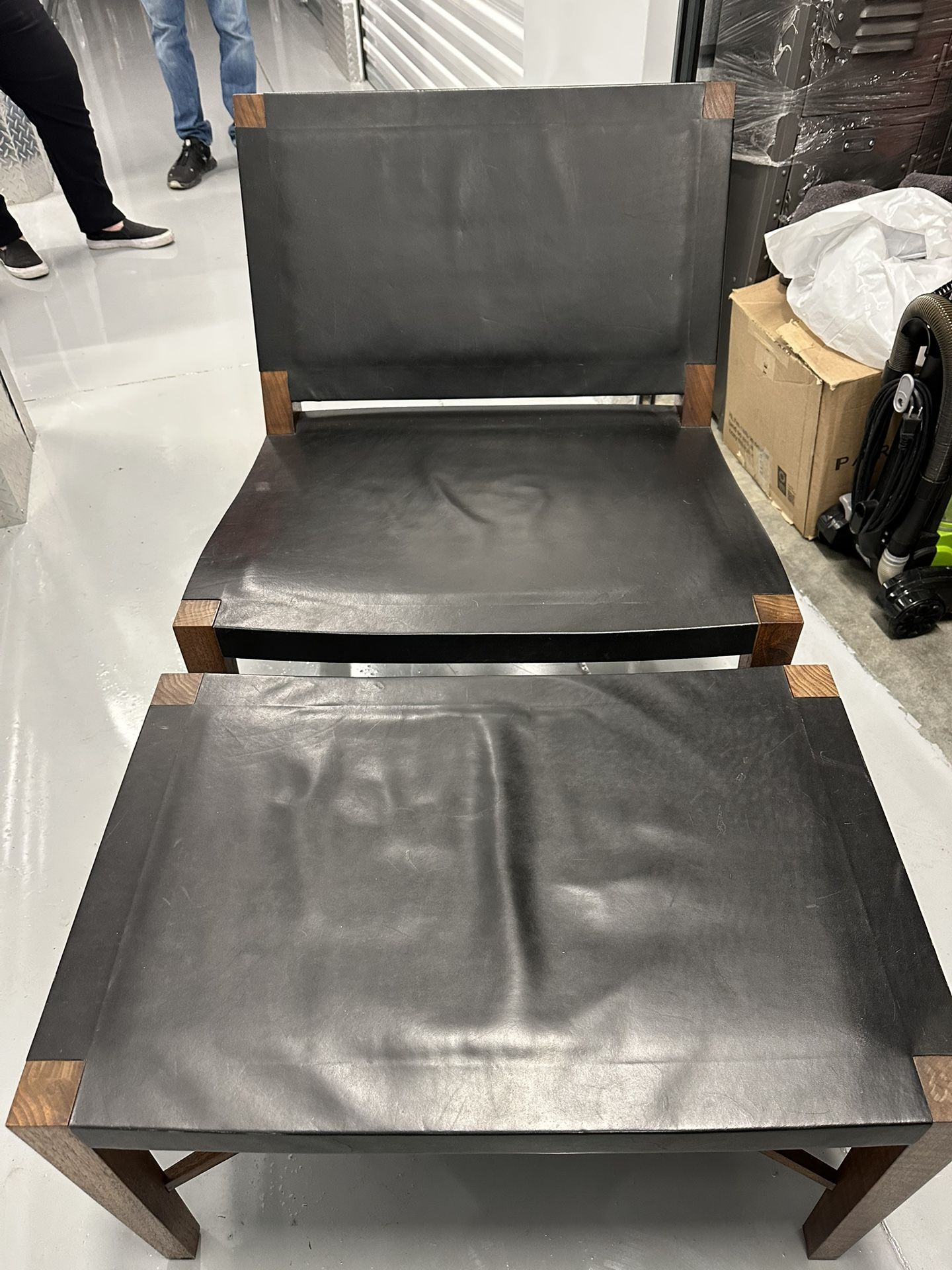 Designer (Montauk Sofa) Leather Chair And Ottoman
