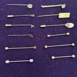 Stick/Hat Pins Lot Of 12 Silvertone/Gold Tone, Initials, Marked, Barbell‘S Body Piercings