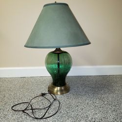 Vintage Lamp with Clear Green Glass