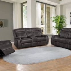 New Reclining Couch / Love Seat.  Charcoal Microfiber.  Pocket Coil / Memory Foam.  Free Delivery!
