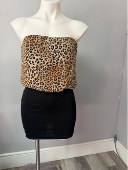 Wet Seal Leopard Strapless Dress XS
