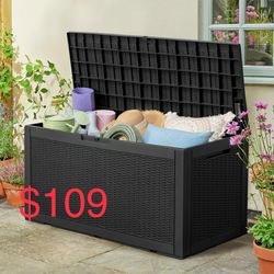 150 Gallon Large Resin Deck Box, Outdoor Storage Container for Patio Furniture Cushions Garden Tools Pool Toys Sports Equipment Waterproof Lockable St